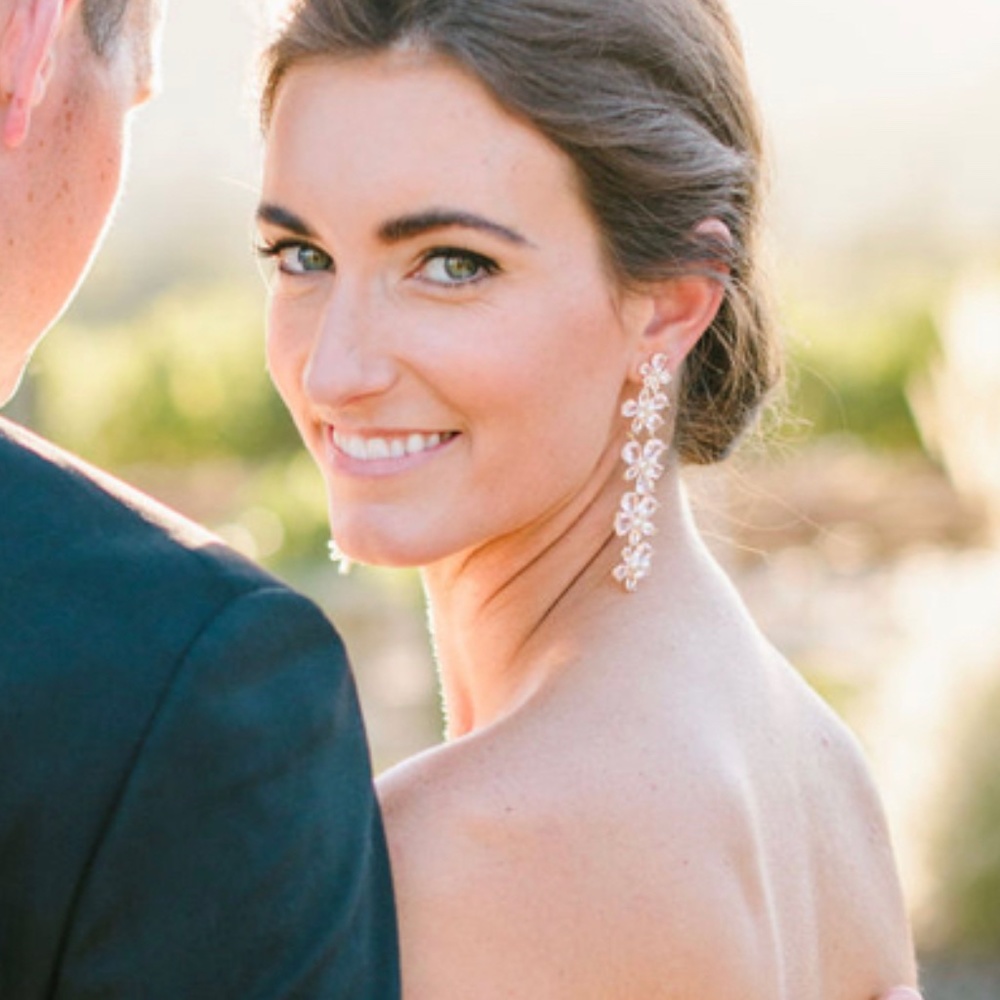 Nicola Bathie Mayfair Petal Pink Floral Drop Earringd